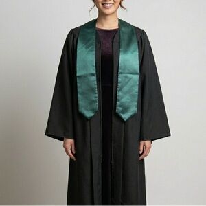Black Graduation Gown with Emerald Stole